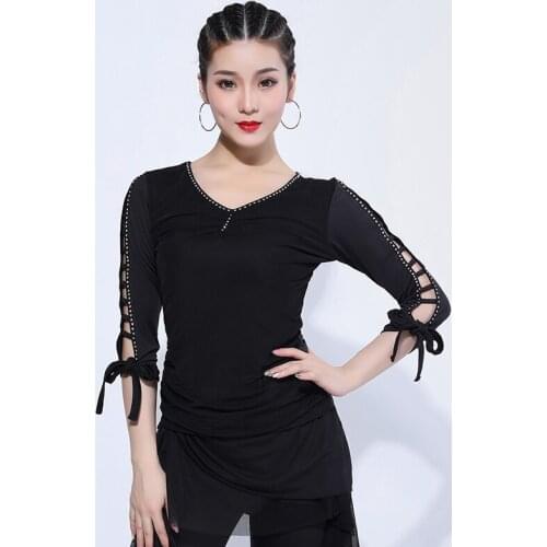 New Latin Top Women Flamengo Tango Salsa Rumba Cha Cha Samba Dancing Shirts Adults Dance Clothes Practice Show Wear DNV12241