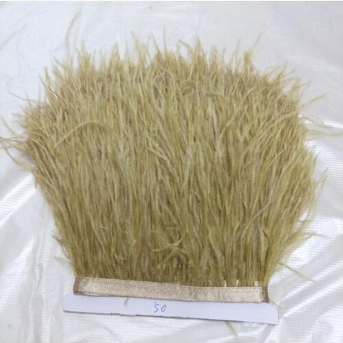 New Arrival High Quality 1yard golden Ostrich Feathers Trims for DIY Skirt Dress Costume Ribbon Feather Trimming