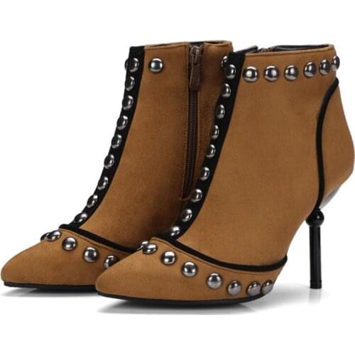 New Arrival 32 Min Size Ladies Women Botas Zapatos De Mujer Botas De Invierno Para Mujer High Heels 9cm Ankle Boots Shoes 5-8