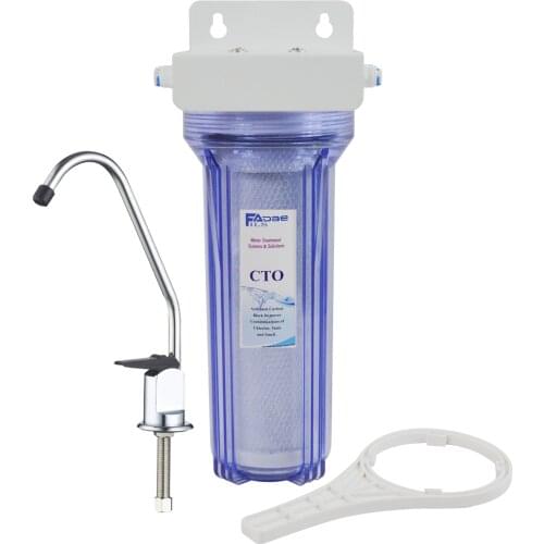 Single Stage Transparent Under Sink Water Filtration System with faucet include 2.5" x 10-Inch Coconut Carbon Block CTO Filter