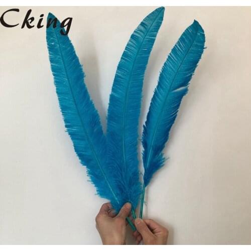 Wholesale 50PCS Turquoise Blue Dyed Ostrich Nandu Feathers 45-50CM 18-20" Natural Ostrich Drabs Wedding Party Carnival Decorates