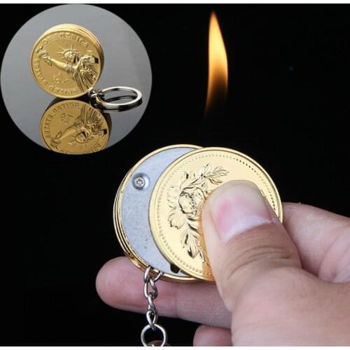 Gold Originality Flame Pendant gas Lighter Portable gadgets for men Creative