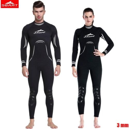 Sbart 3mm Men Women neoprene wetsuit color stitching Surf Black Diving Equipment Jellyfish clothing long-sleeved piece fitted