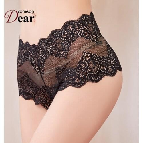 Comeondear Sexy High Waist With Floral Lace Breathable Solid Color Panties Embroidery Plus Size For Womens Panty PB5144