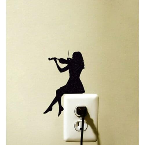 Violin Girl Switch Sticker Decoration Vinyl Wall Decal Room Home Decoration 5WS0063