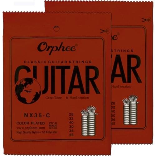 2 Sets of Orphee NX35-C Classical Guitar Strings Nylon&Silver Plated Color Wire 1st-6th Strings