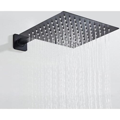 Black Chrome Square Rain Shower Head Ultrathin 2 MM 10 Inch Choice Bathroom Wall & Ceiling Mounted Shower Arm