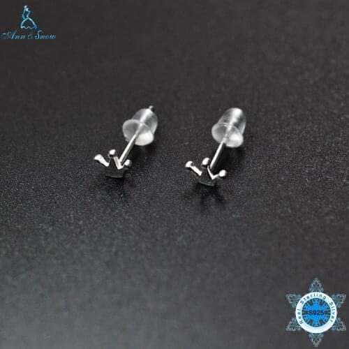 Ann & Snow New Arrival Genuine 925 Sterling Silver Crown Stud Earrings Made With Sterling Silver Jewelry Brincos
