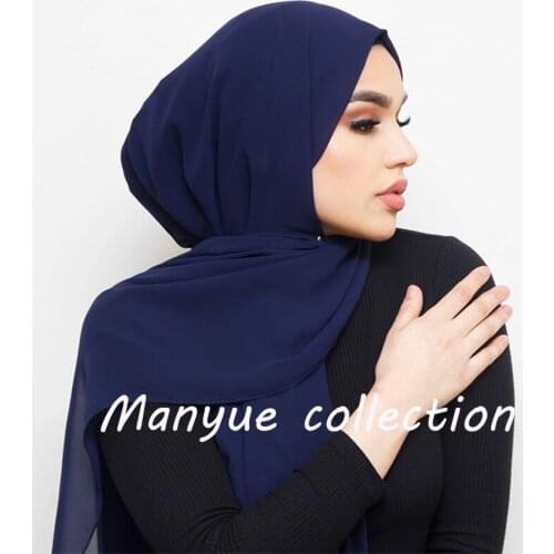 Women Plain Bubble Chiffon Hijab Scarf Head Wraps Solid Shawls Headband Soft Long Muslim Head Scarf Georgette Scarves Hijabs