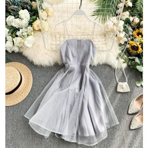 Womens summer strapless off shoulder mesh dress female formal party A-line beach dress TB765