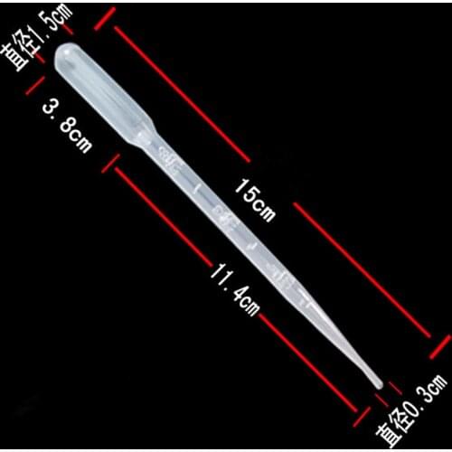 100pcs 1ML 2ML 3ML Transparent Pipettes Disposable Safe Plastic Dropper Graduated Pipettes for Lab Experiment Supplies