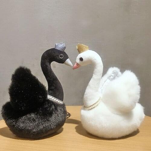 2 pcs/lot Black White Swan Plush Toys Small Ornaments Home Decor Crafts Stuffed Miniatures Doll Children Birthday Present Gift