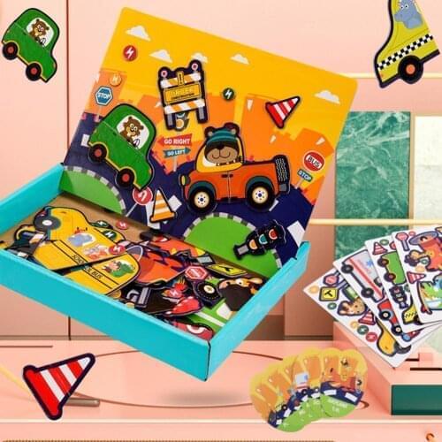 45Pcs/Set Magnetic Jigsaw Cartoon Pattern Educational Papery Children Puzzle Toy for Gifts