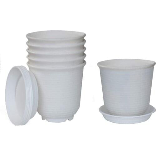 6PCS Garden Plastic Flower Plant Pots Set Indoor Modern Planters for House Plants Flower Herb Amaryllis Foliage Plant