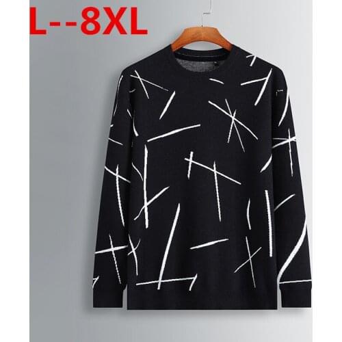 8XL 6XL 5XL Sweater Men Brand fashion Pullover Sweater Male O-Neck stripe Slim Fit Knitting Mens Sweaters Man Pullover Men
