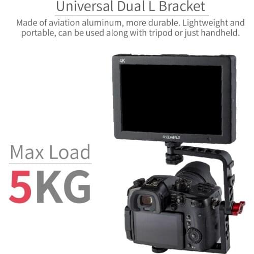 Feelworld New Dual L Tilt arm Aluminum for Feelworld FW279S F5 FW568 FW279 F570 T7 DSLR Camera Field Monitor Stabilizer Gimbal