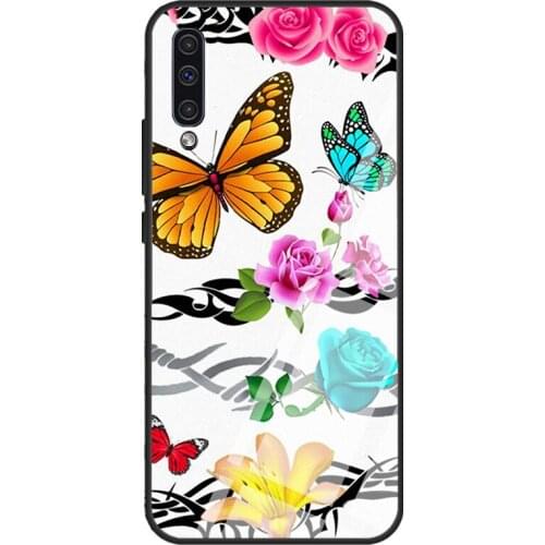 Tattoos Butterfly Patterns Case For Samsung A72 A71 A51 A31 A40 A50 A70 A20e A21S A12 A32 A52 Tempered Glass Cover