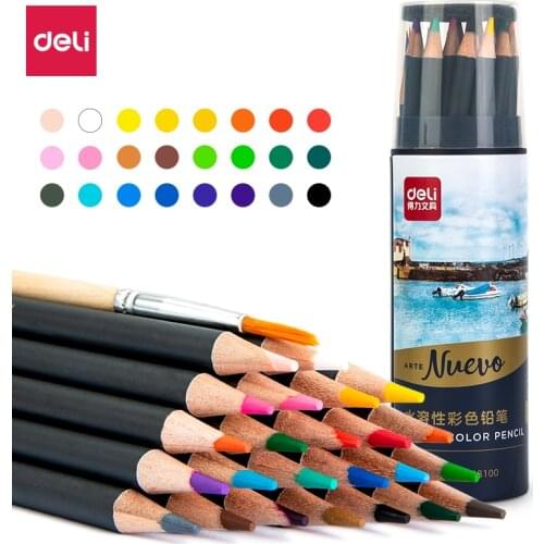 Deli wood watercolor pencil Lead Hardness 2B professional colored pencils for Art School Office Supplies 24/36/48/72 colors