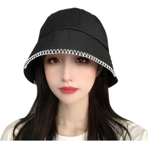 Women Summer Fisherman Hat Couple Hats Bucket Sunscreen Panama Hat Men Pure Color Sunbonnet Fedoras Outdoor Beach Cap