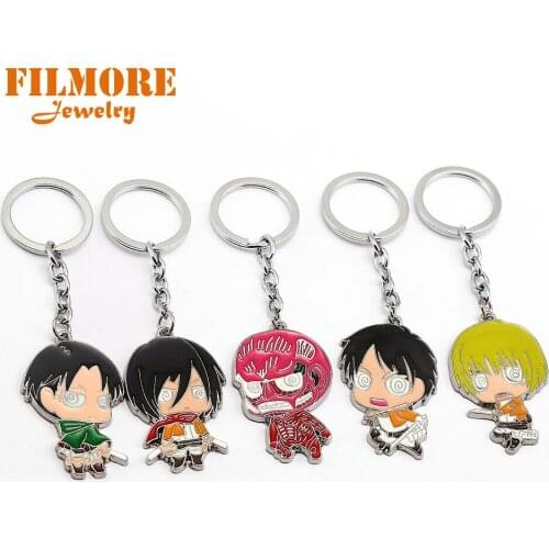 Filmore Japanese Cartoon Anime Animation Attack on Titan Keychain Armin Arlart Rivaille Ackerman Chatacters Trinkets Accessories