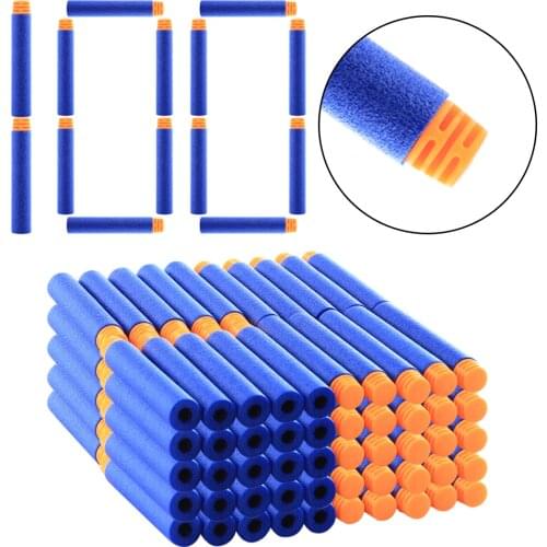 Hot 100Pcs/set High Buffered Soft Bullet Flat Head Soft Darts for Discruptor/Infinus/Strongarm - Orange Head + Dark Blue Sponge