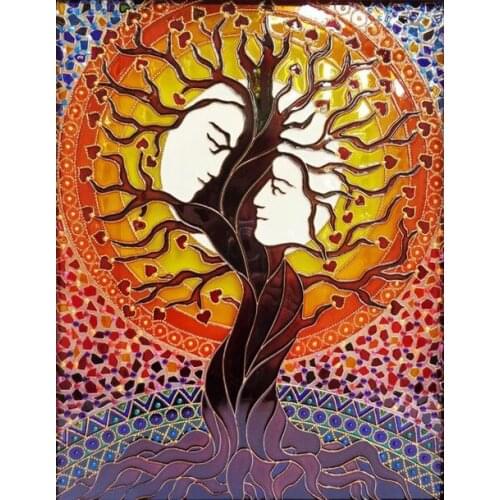 JMINE Div 5D Abstract Tree Loveer couple Full Diamond Painting cross stitch kits art High Quality Plant 3D paint by diamonds