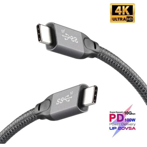Thunderbolt 3 PD Cable USB 3.2 Type CM to Type CM 100W 5A/20V Fast Charging 4K With E-mark chip 10Gbps Gen 2 USB C Charger Cord