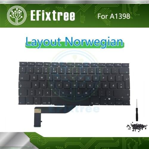 New A1398 Keyboard Norwegian For Macbook Pro Retina 15" A1398 Layout Backlight With Tool 2012-2015 EMC 2512 2673 2674 2745 2876