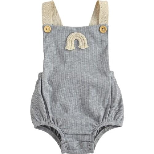 Summer Newborn Baby Girls Clothes Sleeveless Rainbow Print Knitted Rompers Suspender Jumpsuits Outfits Kids Baby Boys Rompers