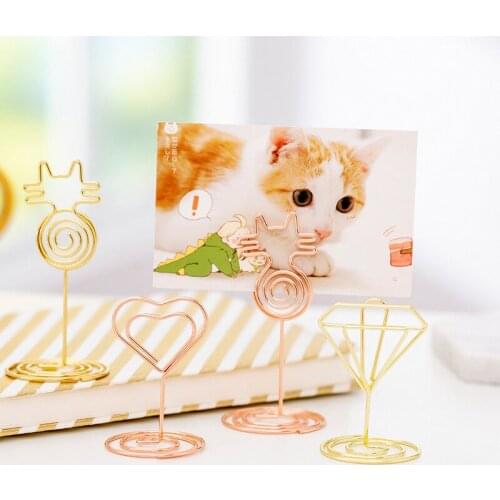 1PC Romantic Heart Ring Shape Metal Photo Clip Table Number Stand Place Card Holder Wedding Party Desktop Home Decoration