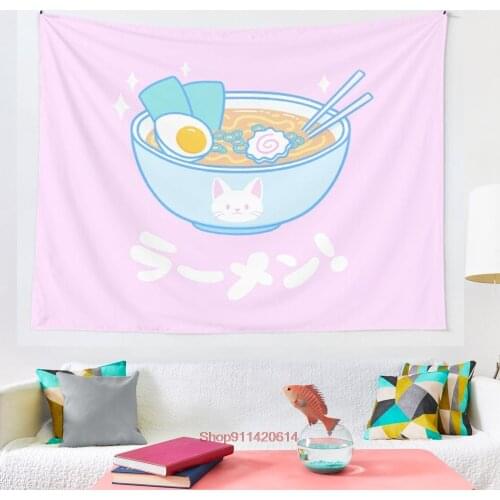 Cute Ramen tapestry Hanging Tapestry Hippie Wall Hanging Blanket Wall Carpet Yoga Mat Home Decor