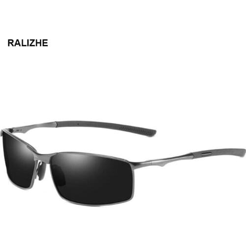 2019 High Quality Retro Rectangle Polarized Sunglasses Men Brand Design Gunmetal Metal Sun Glasses For Driving Anti-Glare UV400