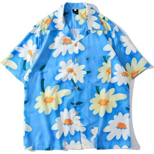 Plus size summer unisex multi-color print half sleeve single breasted casual shirt