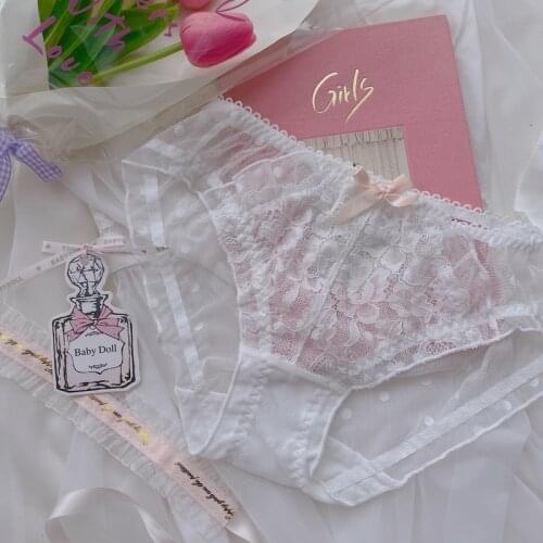 Lolita Pink Womens Underwear Japanese Sexy Thong Panties Lace Students Sweet Briefs Lingerie Femme Summer Classic Kawaii Panty