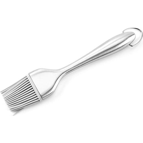 Silicone BBQ Brush with Stainless Steel Handle Heatproof Pastrys Barbecue Flavor Brush GQ