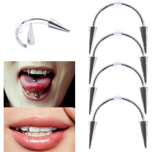 Tooth Decoration New Medical Stainless Steel C Rod Smile Lip Tiger Tooth Nail Zombie Tooth Lace Nail Vampire Piercing Jewelry