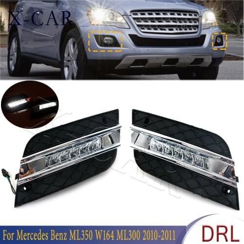 X-CAR Car Front Bumper DRL Daytime Running Light Driving Lamp Fog Light For Mercedes Benz ML350 W164 ML300 ML320 2010-2011