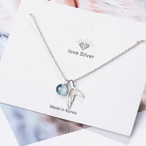 925 Sterling Silver Mermaid Tail Charm Pendent Necklace For Women Choker Wedding Party Jewelry dz280