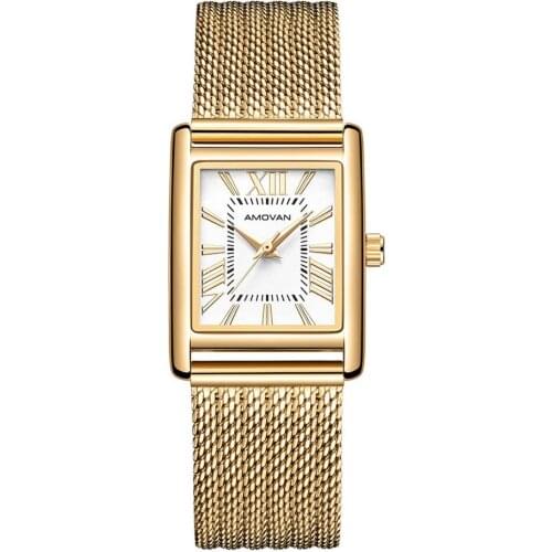 Classic Roman Style Stainless Steel Square Ladies Watch