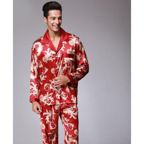 Women Summer Satin Silk Pajama Sets Plus Size Sexy Lounge Wear Men Fashion Dragon Print Homewear Long Sleeve Pijama Mens Pajam