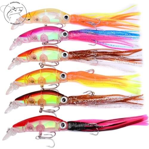 1Pcs 22g/12cm Minnow Fishing lure Squid bait 6 Color High Carbon Steel Hook Octopus Crank For Artificial Tuna Sea Allure Tool