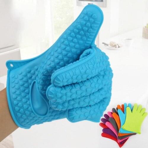 1Pc Heart Pattern Anti-slip Heat-Resistant Cooking Baking Oven Silicone Glove Anti-slip Heart-Resistant Heat Pattern