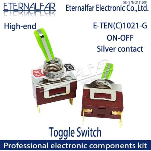 12MM E-TEN1021 High-end Quality Silver Contact SPST 15A 250V AC ON-OFF 2Pin Reset Rocker Toggle Slide Switch Waterproof