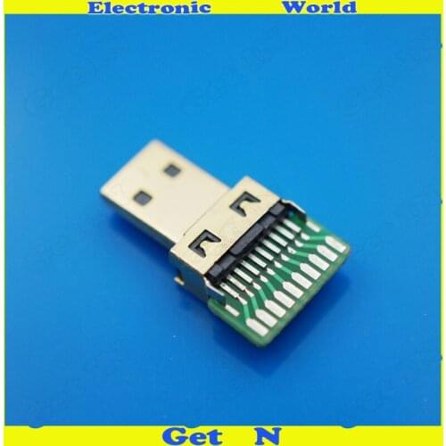 20pcs D Type HDMI Male Plug PCB Micro HDMI Jack Socket Iron shell Gold-plated