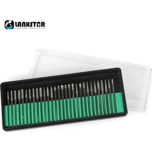 New 30PC 2.35mm Shank Diamond Burs Dremel Rotary Tool Sintered Abrasive Grinding Head Hand Drill Accessories Grinding Needles