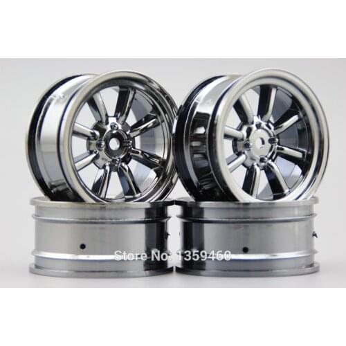 4pcs 1/10 Touring&Drift Wheel Rim W8S3CH(Chrome Gray) 3mm offset fits for 1:10 Touring&Drift Car 1/10 Rim 10812