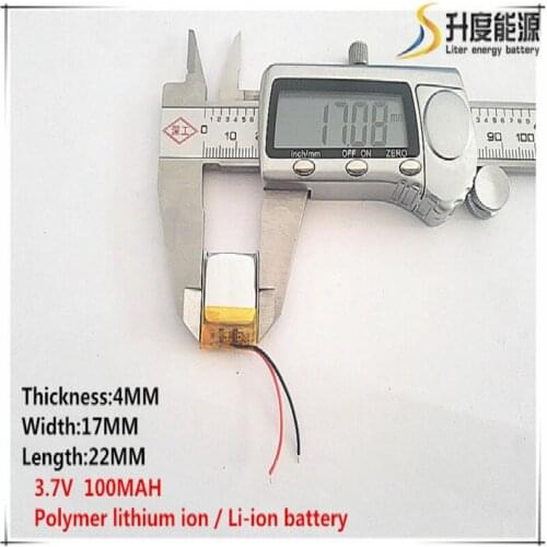 5pcs [SD] 3.7V,100mAH,[401722] Polymer lithium ion / Li-ion battery for TOY,POWER BANK,GPS,mp3,mp4,cell phone,speaker