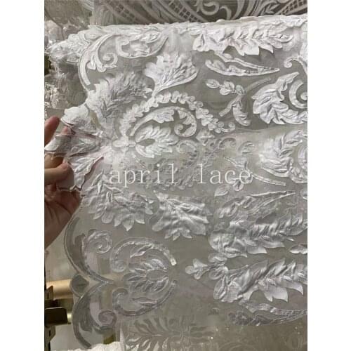 5yards ASS34# April Bridal LACE Collection 2021 Laser Flower Offwhite Tulle embroidery lace For sewing wedding dress