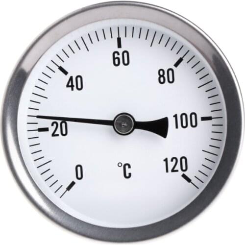 63mm Dial Horizontal Thermometer Aluminum Temperature Gauge Meter Liquid Water