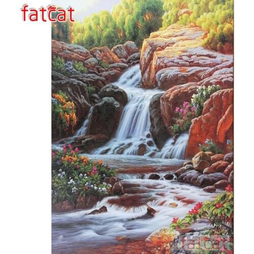 FATCAT Mountain forest creek scenery 5d diy diamond painting cross stitch full square round diamond embroidery sale AE3115